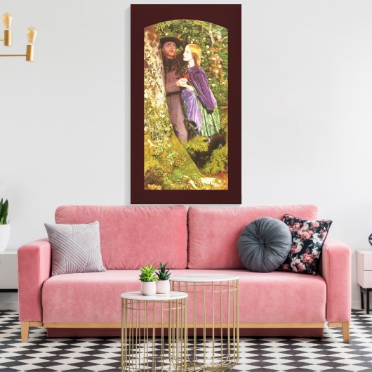 Het lange Verloving van Arthur Hughes, de  Kunst Canvas Afdruk (Insitu (Woonkamer))