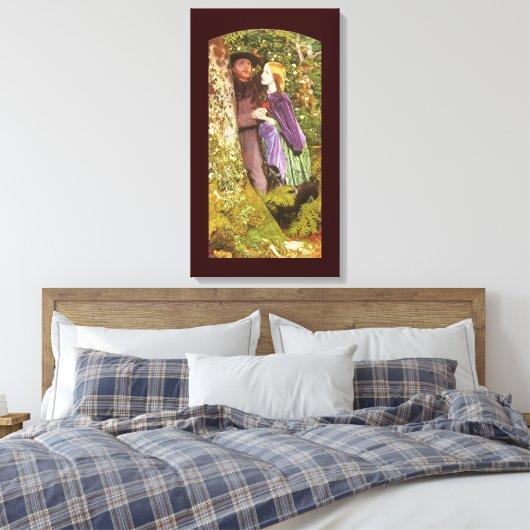 Het lange Verloving van Arthur Hughes, de  Kunst Canvas Afdruk (Insitu (Slaapkamer))