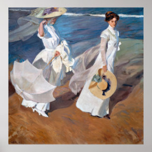 Het langs de Seashore lopen door Joaquín Sorolla Poster