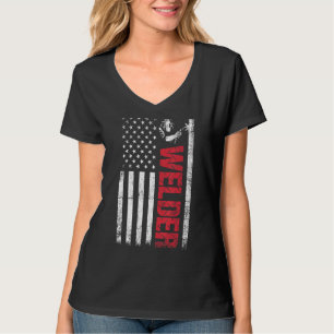 Het lassen van de rode Werking de Vlaggellasser va T-shirt