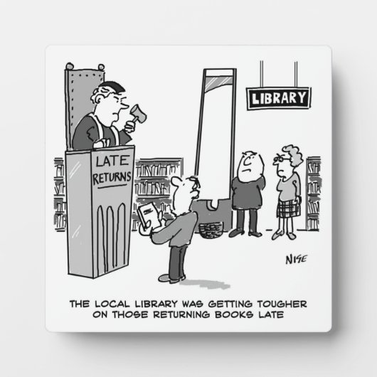 Het late bibliotheekboek. Zware straf. grappig Fotoplaat (Voorkant)