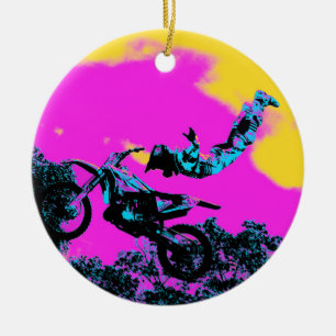 Het laten gaan - Freestyle Motocross Stunt Keramisch Ornament
