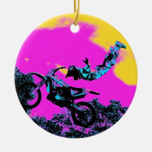 Het laten gaan - Freestyle Motocross Stunt Keramisch Ornament (Voorkant)