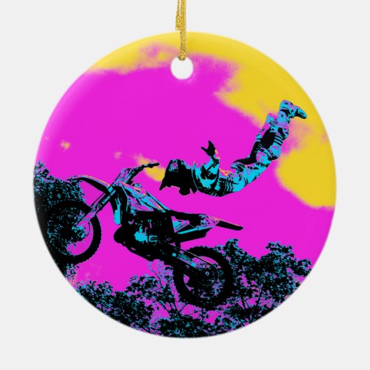 Het laten gaan - Freestyle Motocross Stunt Keramisch Ornament (Achterkant)