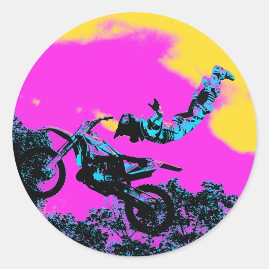 Het laten gaan - Freestyle Motocross Stunt Ronde Sticker (Voorkant)