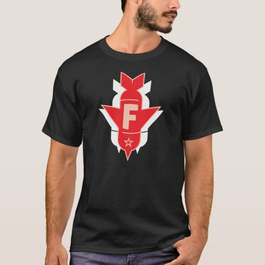 Het laten vallen van Bombs - Rood en Wit T-shirt (Voorkant)