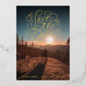 Het laten van de Foto sparen de Datum goud Folie Uitnodiging (Voorkant)