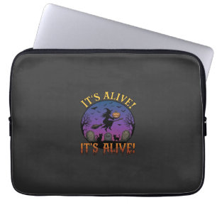 Het Leeft Halloween Heks Pompoen Zwarte Kat Grafst Laptop Sleeve