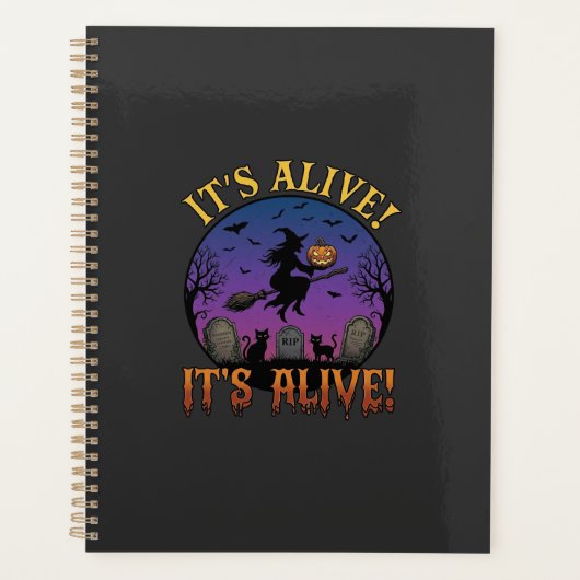 Het Leeft Halloween Heks Pompoen Zwarte Kat Grafst Planner (Voorkant)