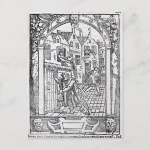 Het leegmaken van de kamerpotten briefkaart