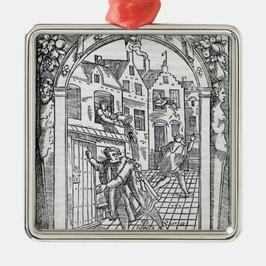 Het leegmaken van de kamerpotten metalen ornament (Voorkant)