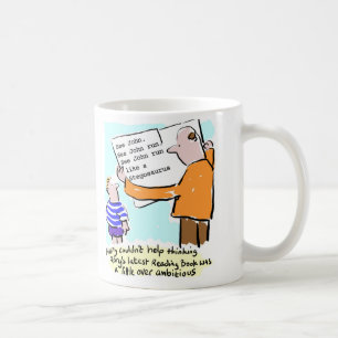Het leesboek van het kind is nogal ambitieus koffiemok