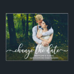 Het legante Manuscript van de Calligrafie verander Briefkaart<br><div class="desc">Het moderne Elegant Manuscript van de Kalligrafie verandert de Datum die het Briefkaart van de Foto van de Band uit stelt</div>