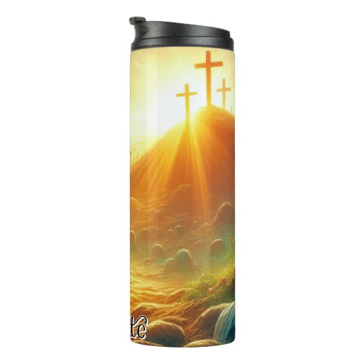 Het lege graf en de kruizen van Jezus Thermosbeker (Geroteerd rechts)