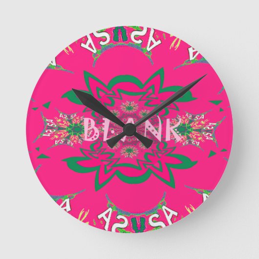 Het lege monogram van de baby levendige roze ronde klok (Voorkant)