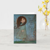 Het lege VolksMeisje van de Kunst Notecard Kaart (Gele Bloem)