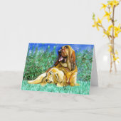 Het Lege Wenskaart van het Portret van de Hond van Kaart (Gele Bloem)