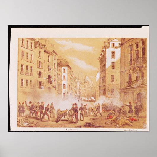Het leger dat een barricade aanvalt in Rue Poster (Voorkant)