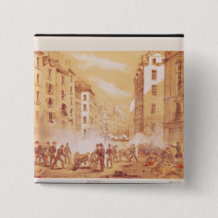 Het leger dat een barricade aanvalt in Rue Vierkante Button 5,1 Cm