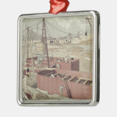 Het leggen van de fundamenten voor de Eiffeltoren Metalen Ornament (Links)