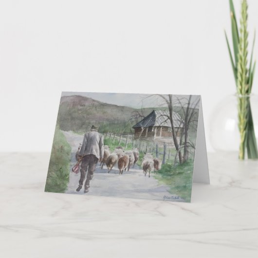 Het leiden van de Schapen Feestdagen Kaart (Voorkant)