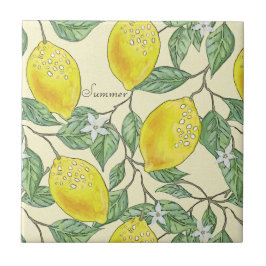 Het  Lemons Patroon van de Waterverf van de zomer Tegeltje