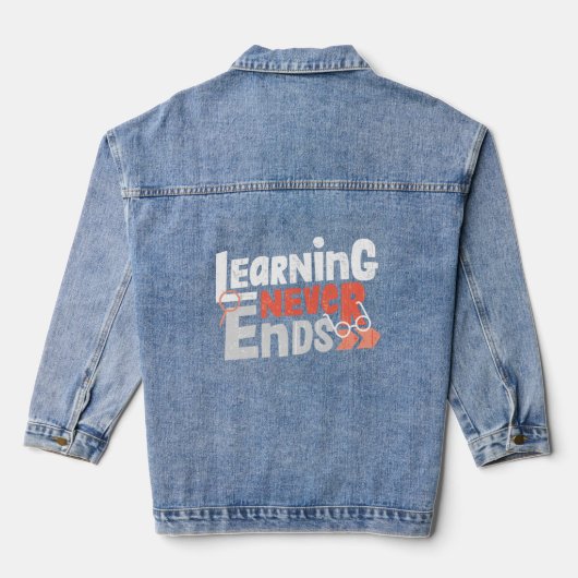 Het leren eindigt nooit denim jacket (Achterkant)