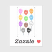 Het leren Kleuren met ballonnen Sticker (Vel)