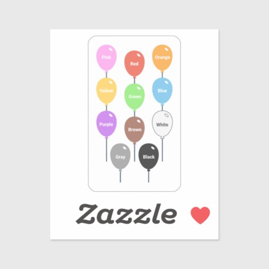 Het leren Kleuren met ballonnen Sticker (Vel)