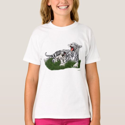 Het leren van haar welp om te brullen t-shirt (Voorkant)