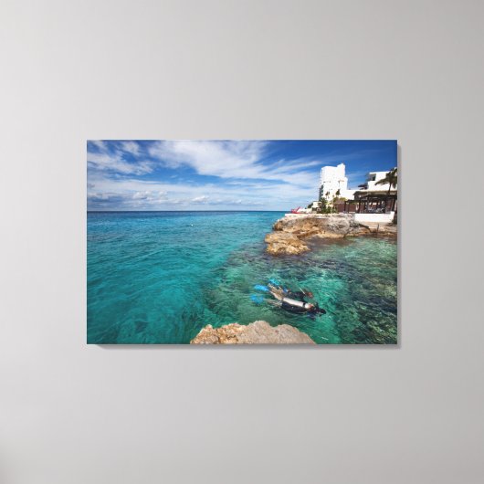 Het leren van Scuba duiken, Cozumel Mexico Canvas Afdruk (Voorkant)