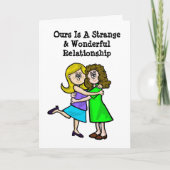 Het lesbische Vreemde & Prachtige Wenskaart van Feestdagen Kaart (Voorkant)