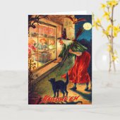 Het Letten op van de heks de Zwarte Kat van de Uil Kaart (Gele Bloem)