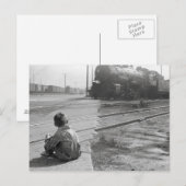 Het Letten op van de jongen Treinen, 1939 Briefkaart (Voorkant / Achterkant)