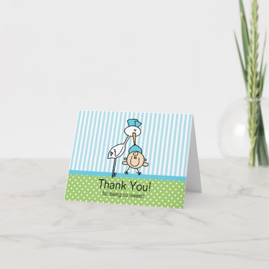 Het leuke Baby shower van de Jongen van het Baby Bedankkaart (Voorkant)