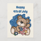 Het leuke beer van 4 juli voegt tekst toe feestdagenkaart (Voorkant)