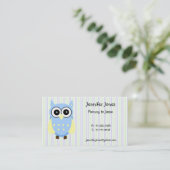 Het leuke Blauwe en Gele Visitekaartje van de Uil Contactkaartje (Staand voorkant)