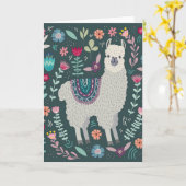 Het leuke BloemenOntwerp van de Lama Kaart (Gele Bloem)