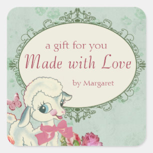 het leuke de wol van lamsschapen breien haakt baby vierkante sticker