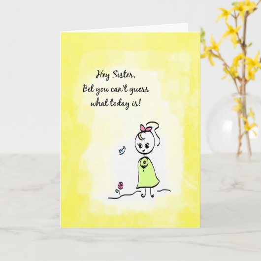 Het leuke Denken aan u de Dag van de Zuster met Kaart (Gele Bloem)