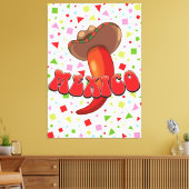 Het leuke feest van Mexico Chili Pepper Canvas Afdruk (Insitu (Woonkamer))