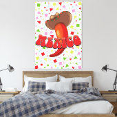 Het leuke feest van Mexico Chili Pepper Canvas Afdruk (Insitu (Slaapkamer))