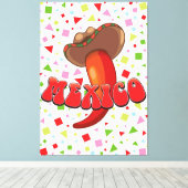 Het leuke feest van Mexico Chili Pepper Canvas Afdruk (Insitu (Houten vloer))