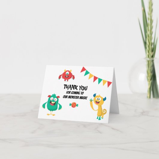 Het leuke Gelukkige Monster van de Verjaardag Bedankkaart (Voorkant)