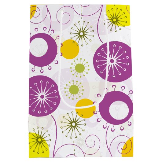 Het leuke Gestileerde Patroon van Bloemen Medium Cadeauzakje (Achterkant)