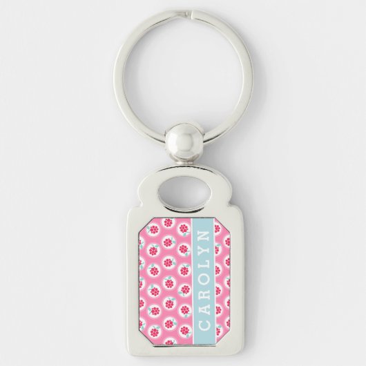 Het leuke girly roze monogram van sleutelhanger (Voorkant)