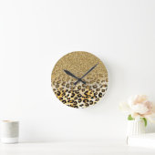 Het leuke girly trendy gele goud faux schittert ronde klok (Huis)