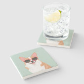 Het leuke Glimlachen Pembroke Welse Corgi voor Stenen Onderzetter (Zijkant)