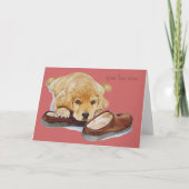 het leuke gouden puppy wint hond het denken aan u kaart (Voorkant)