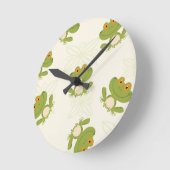 Het leuke Groene Patroon van de Kikker Ronde Klok (Hoek)